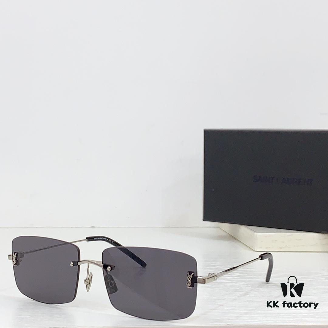 SAINT LAURENT · 24 New Arrival SL337M Signature YSL Mirror Detail in European and American Series Slender Temples Frameless Ultra-Light High Electroplating Sunglasses