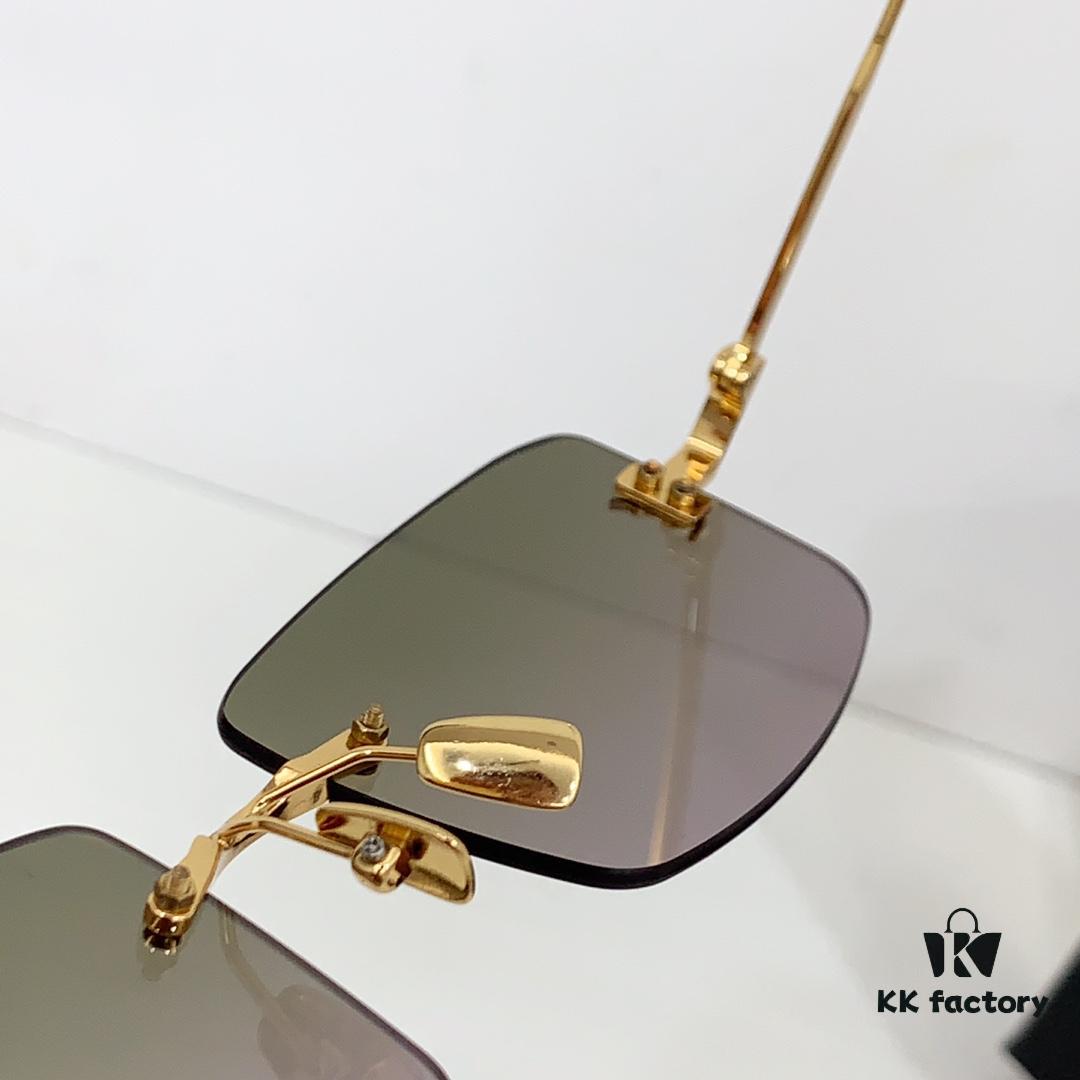 SAINT LAURENT · 24 New Arrival SL337M Signature YSL Mirror Detail in European and American Series Slender Temples Frameless Ultra-Light High Electroplating Sunglasses