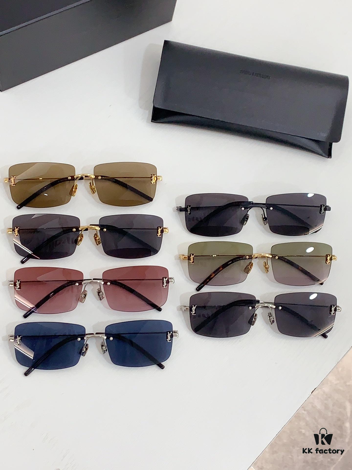 SAINT LAURENT · 24 New Arrival SL337M Signature YSL Mirror Detail in European and American Series Slender Temples Frameless Ultra-Light High Electroplating Sunglasses