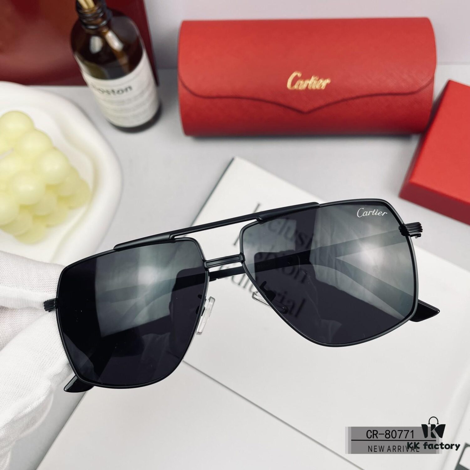 Cartier France - Polarized Resin HD Lens Sunglasses, Lightweight Metal Frame, Unisex Design, Model 80771