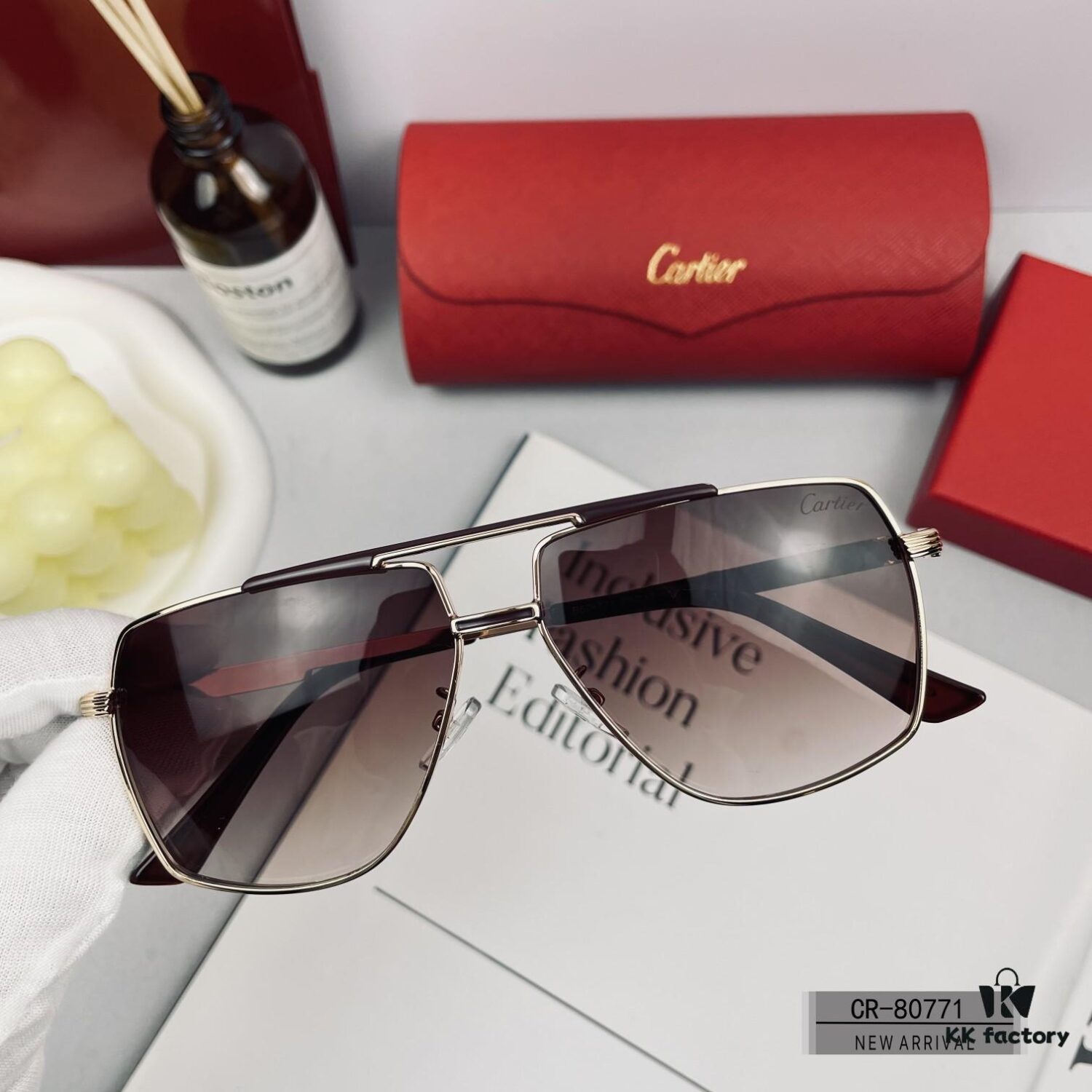 Cartier France - Polarized Resin HD Lens Sunglasses, Lightweight Metal Frame, Unisex Design, Model 80771