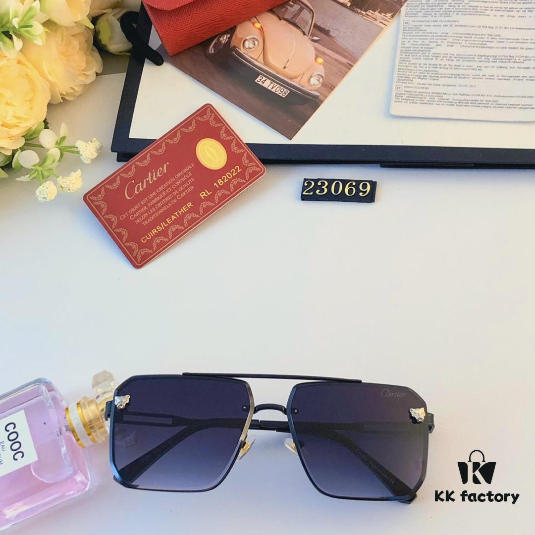 Cartier New 3D Panther Head Sunglasses, European and American Style, Unique Frameless Sunglasses