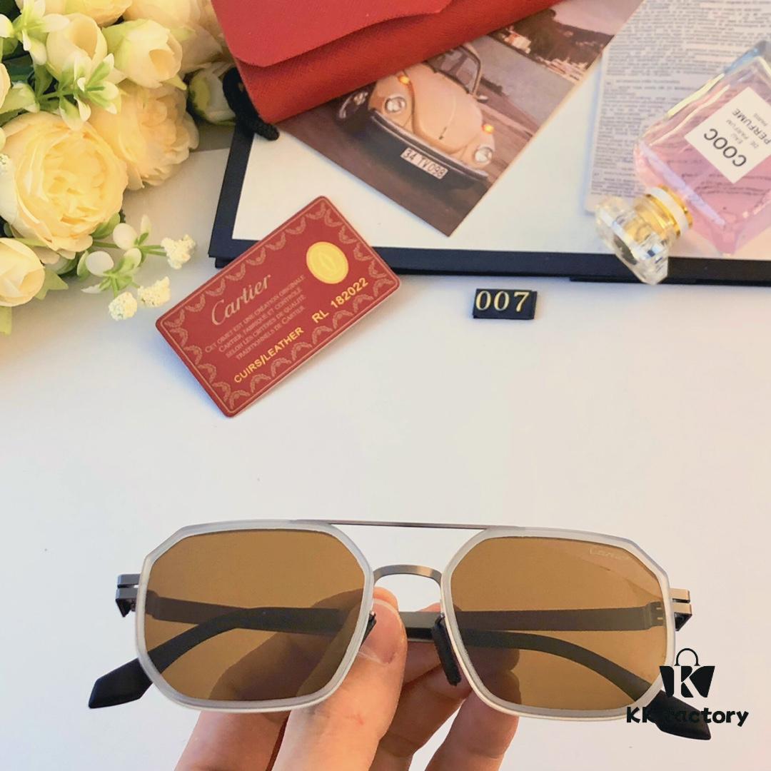 Cartier New Fashion Pilot Sunglasses with Metallic Double Bridge, High-End Sunglass Frame for Men, Polarized 2024 Eyewear