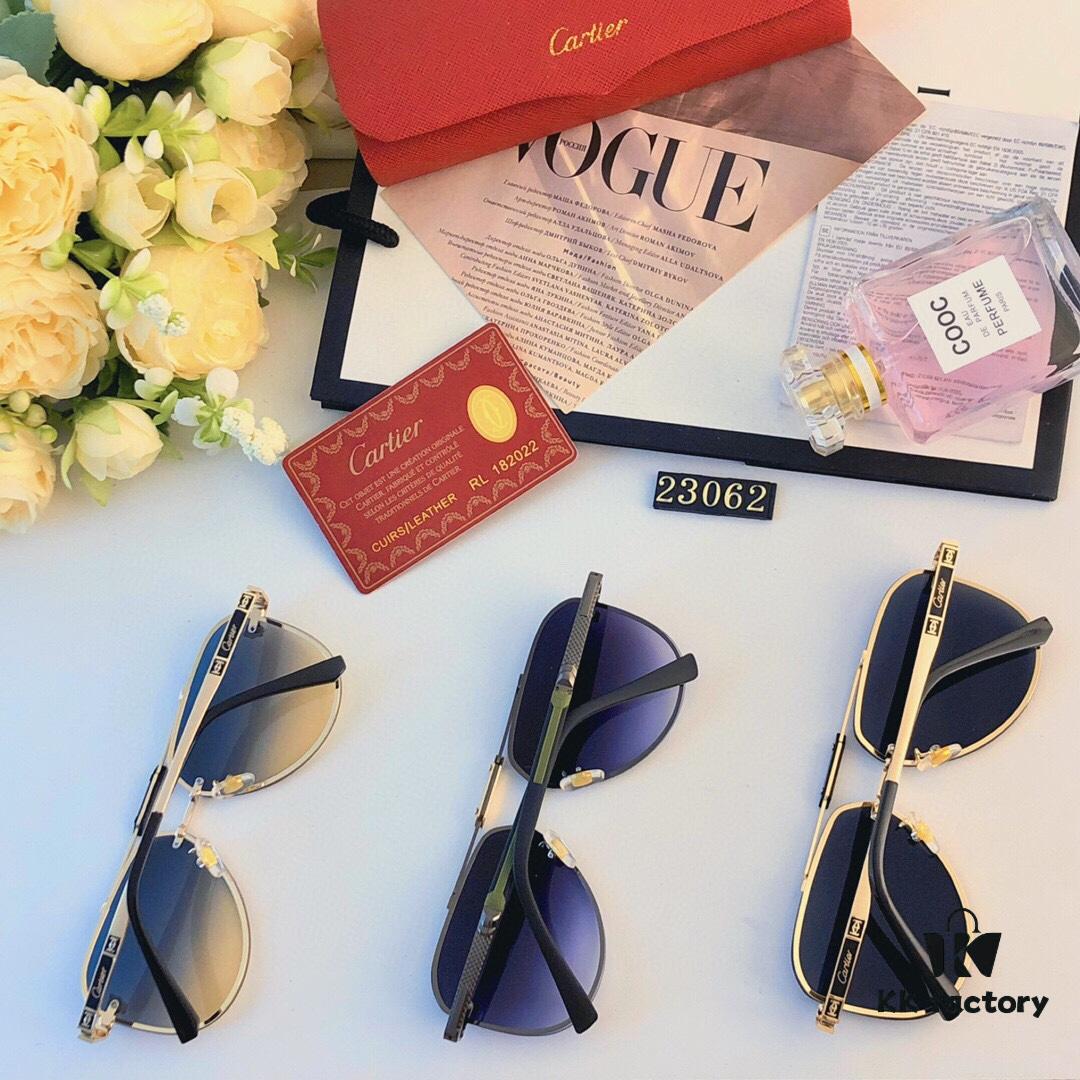 Cartier Fashionable European and American Double-Bridge Sunglasses for Men, UV Protection Anti-Sunlight Business Sunglasses for Women, Outdoor Shade Glasses, Frog-Eye Sunglasses