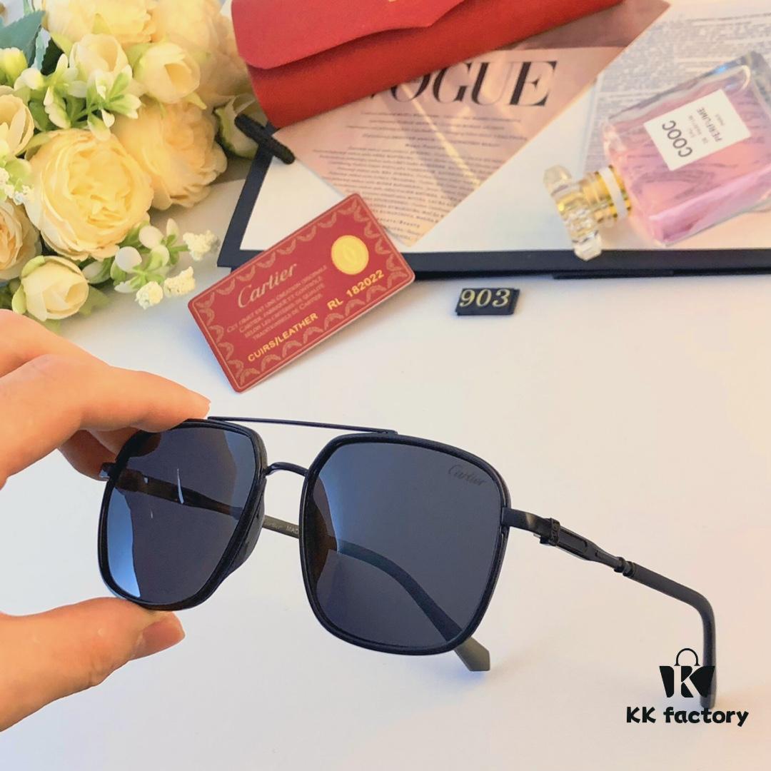 Cartier New Men's Sunglasses, Trending Metal Double Bridge Fashion Oversized Sunglasses in Europe and America, Driving Sunglasses