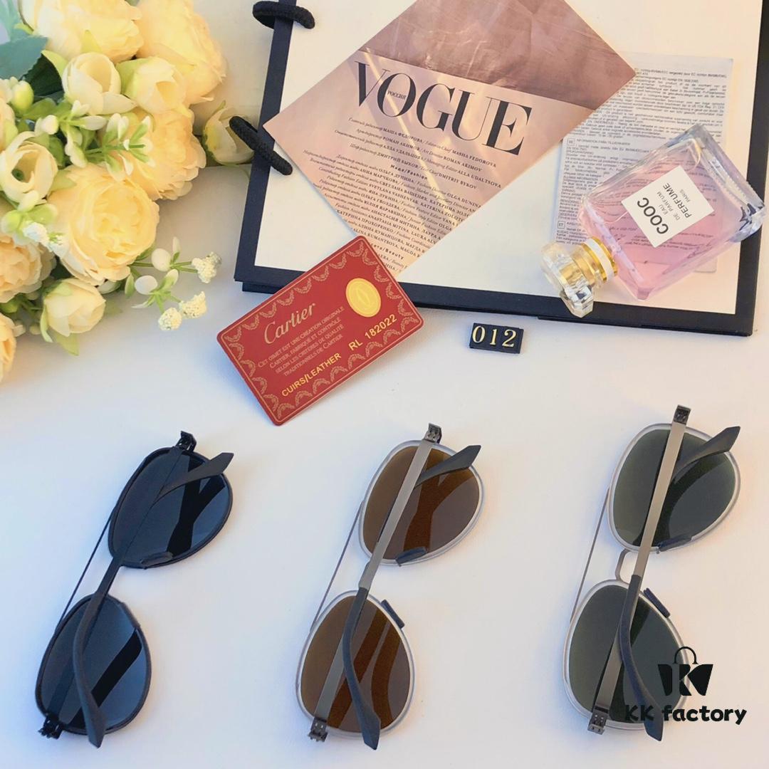 Cartier New Fashion Pilot Sunglasses with Metal Double Bridge, High-End Sunglass Frame for Men, Polarized 2024 Eyewear