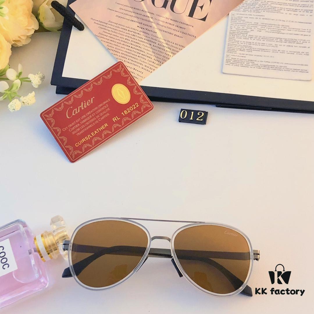 Cartier New Fashion Pilot Sunglasses with Metal Double Bridge, High-End Sunglass Frame for Men, Polarized 2024 Eyewear