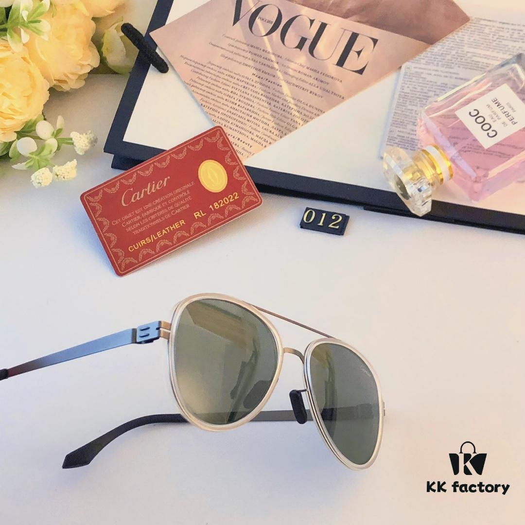 Cartier New Fashion Pilot Sunglasses with Metal Double Bridge, High-End Sunglass Frame for Men, Polarized 2024 Eyewear