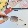 Cartier Fashion Frameless Sunglasses with Retro Leopard Head Decoration, Square Sunglasses for Men, UV Protection Driving Glasses