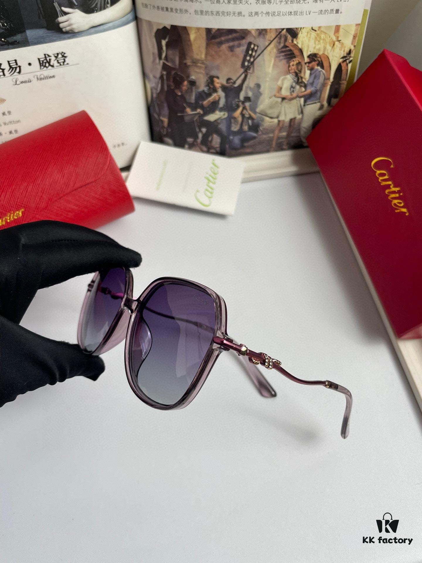 New Women's Cartier Sunglasses with PC Frame and Temples; Imported POLAREX High-Definition Polarized Lenses. Versatile Oversized Sunglasses That Are Flattering and Slimming