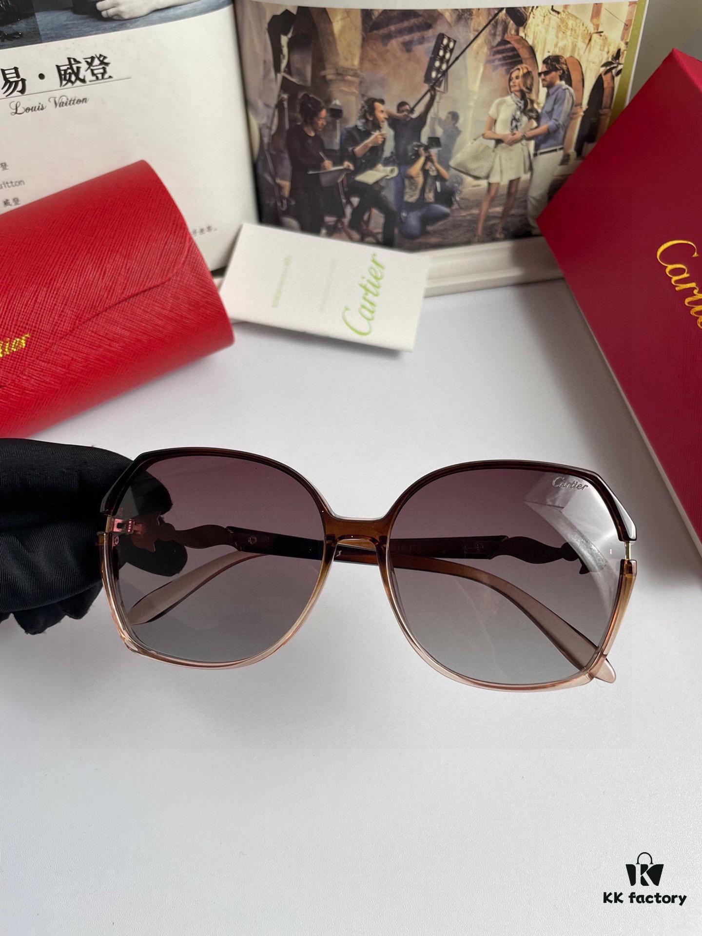 New Women's Cartier-inspired Sunglasses with Fox Head Temple Design, PC Frame and Imported Polarized Lenses