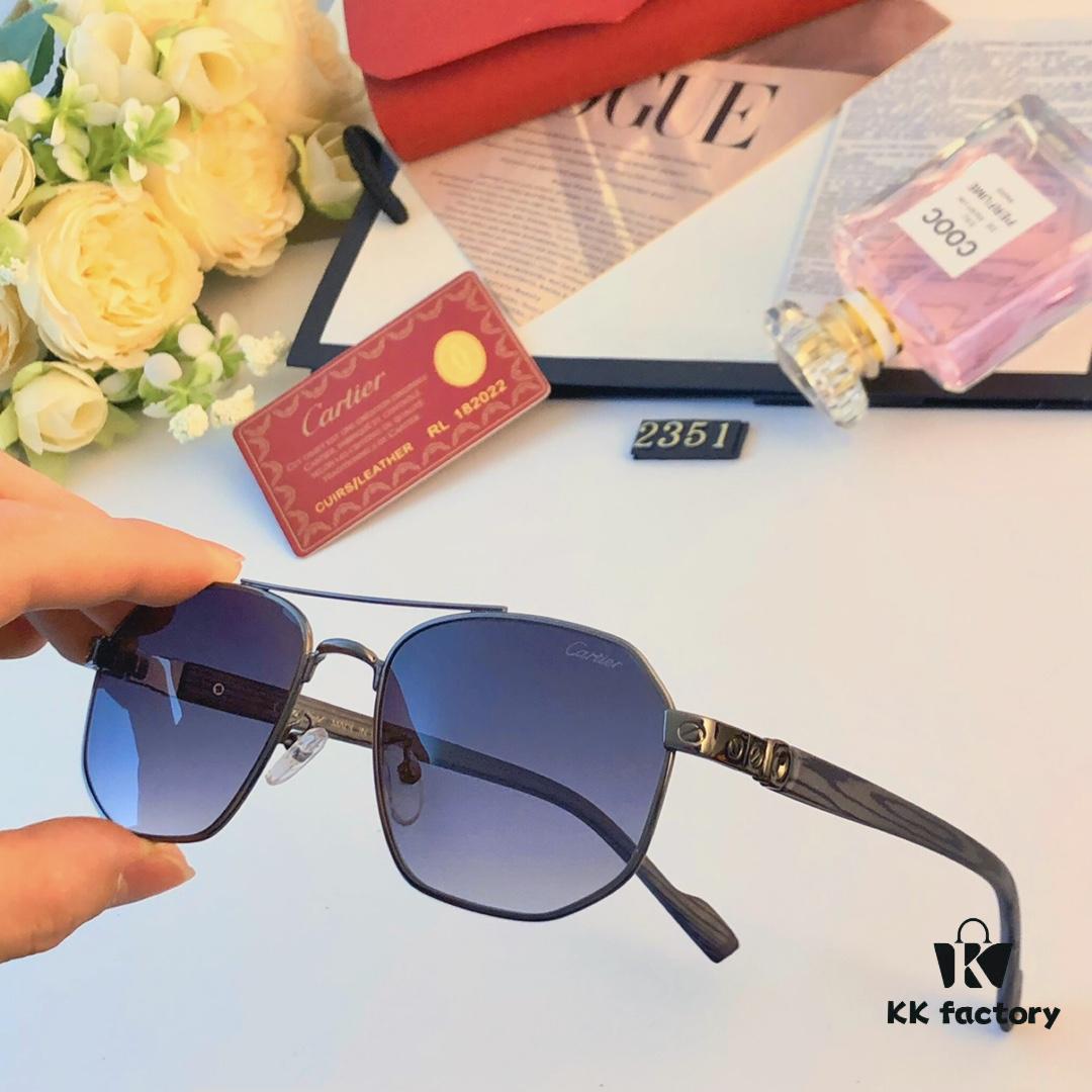 Cartier European and American style square frame double bridge sunglasses fashionable versatile sunglasses metal glasses cross-border viral bestseller