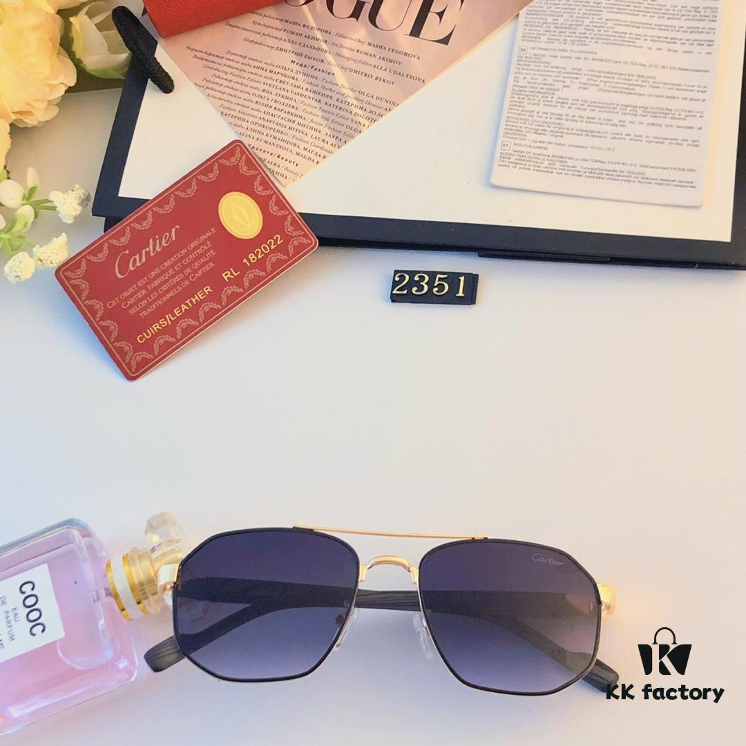 Cartier European and American style square frame double bridge sunglasses fashionable versatile sunglasses metal glasses cross-border viral bestseller