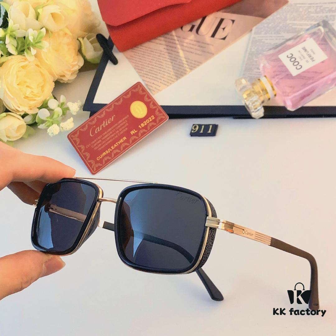 Cartier New Fashion Pilot Metal Double-Bridge Sunglasses for Men with Polarized Lenses