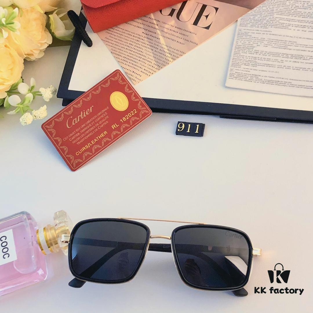 Cartier New Fashion Pilot Metal Double-Bridge Sunglasses for Men with Polarized Lenses