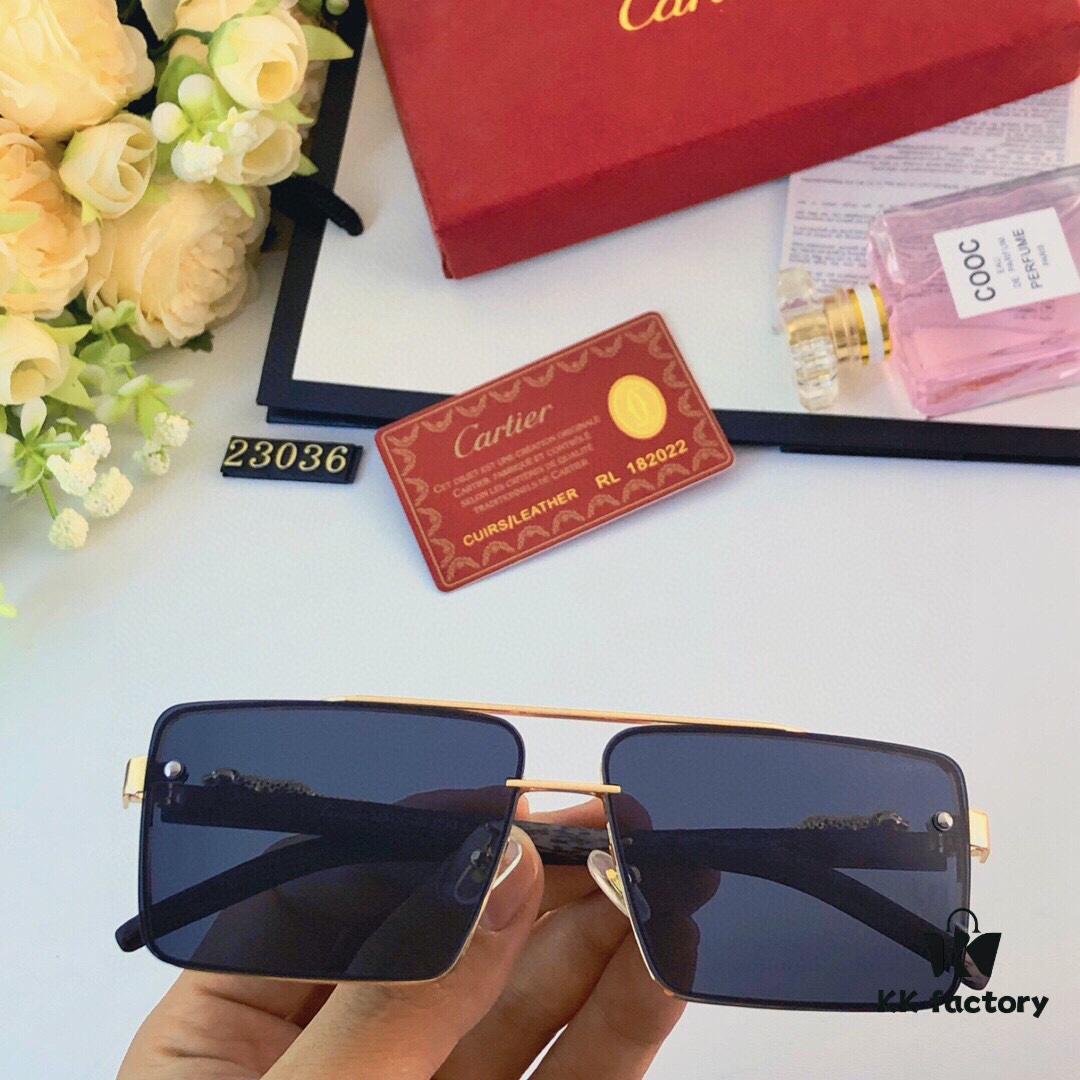 Cartier High-End Vintage Frameless Sunglasses for Men, Fashionable Square Unisex Eyewear, Ins Style