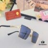Cartier Stylish Square Oversized Sunglasses for Men, Gold-Frame Trendy UV-Protection Glasses, Slimming Design for Large Faces