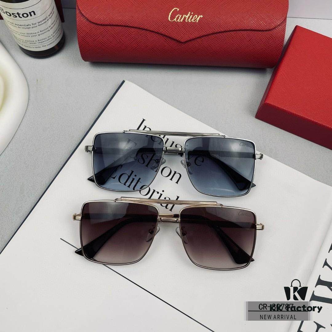 Cartier France - Polarized Sunglasses with Plolay Resin Lenses, Lightweight Metal Frame, Unisex Design for Driving and Travel