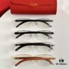 Cartier CT00420O Metal Spring Temple Wood Tips Optical Eyeglasses for Prescription, Size: 55-18-140