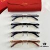 Cartier CT00420O Metal Spring Temple Wood Tips Optical Eyeglasses for Prescription, Size: 55-18-140