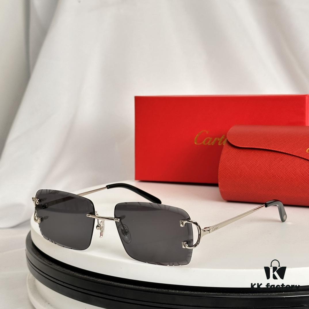 Cartier Official Website New Arrival Business Men's Frameless Eyeglasses, Ultra-Lightweight Frame, Original Quality with Excellent Craftsmanship, Suitable for Prescription Lenses Replacement. MODEL: CT00920 SIZE: 59□19-140