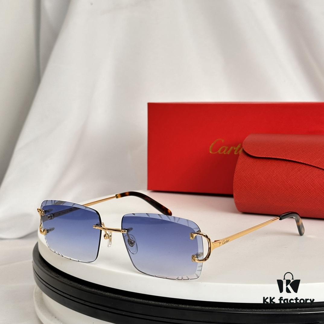 Cartier Official Website New Arrival Business Men's Frameless Eyeglasses, Ultra-Lightweight Frame, Original Quality with Excellent Craftsmanship, Suitable for Prescription Lenses Replacement. MODEL: CT00920 SIZE: 59□19-140