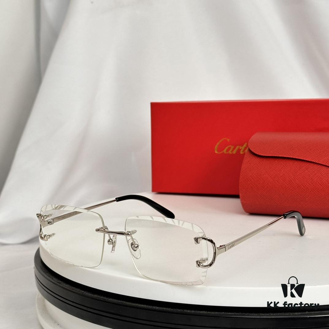 Cartier Official Website New Arrival Business Men's Frameless Eyeglasses, Ultra-Lightweight Frame, Original Quality with Excellent Craftsmanship, Suitable for Prescription Lenses Replacement. MODEL: CT00920 SIZE: 59□19-140