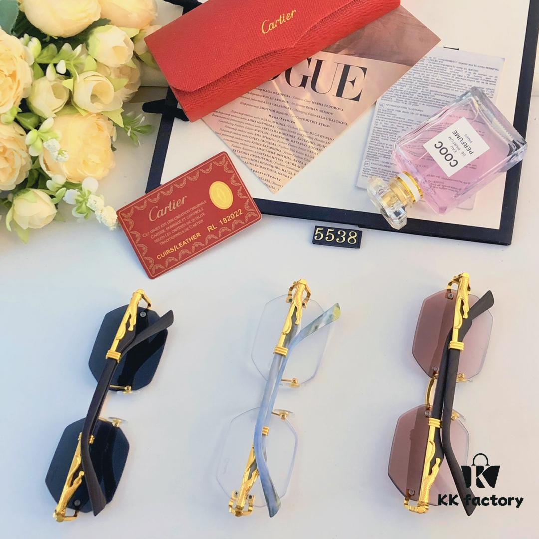 Cartier* New Style Frameless Panther Decorated Sunglasses, Retro Fashion Unisex Driving Sun Glasses