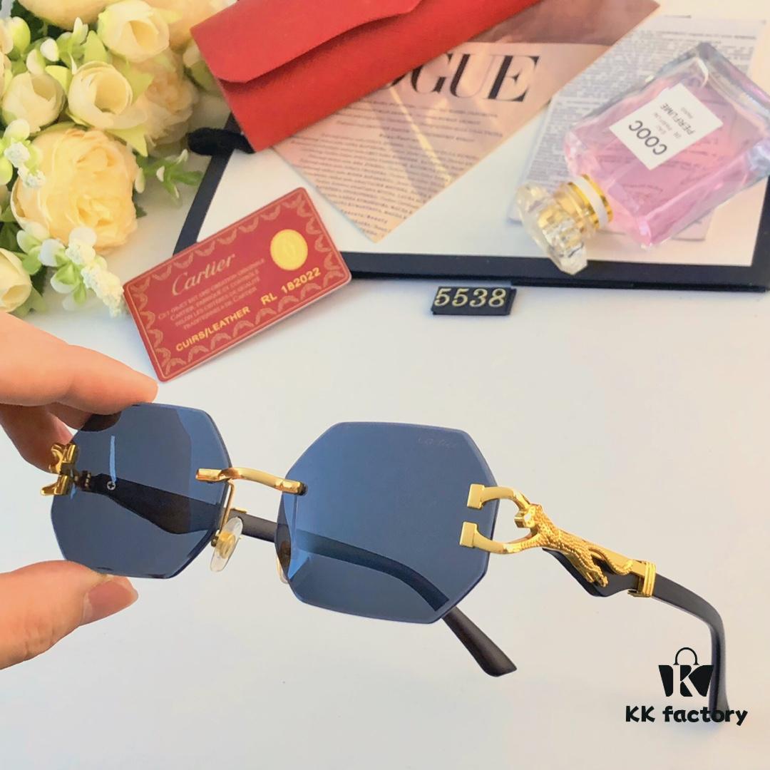 Cartier* New Style Frameless Panther Decorated Sunglasses, Retro Fashion Unisex Driving Sun Glasses