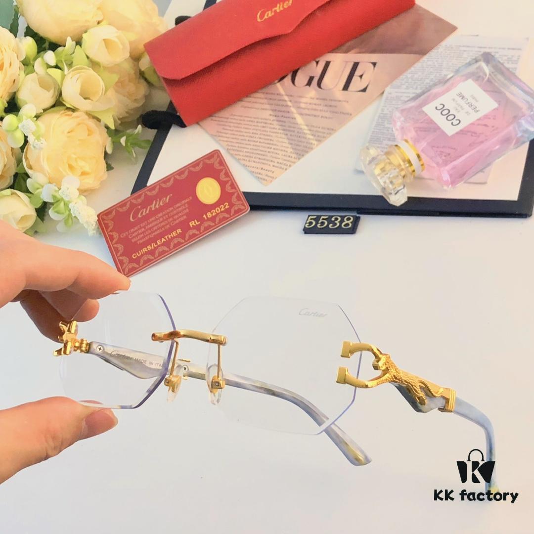 Cartier* New Style Frameless Panther Decorated Sunglasses, Retro Fashion Unisex Driving Sun Glasses