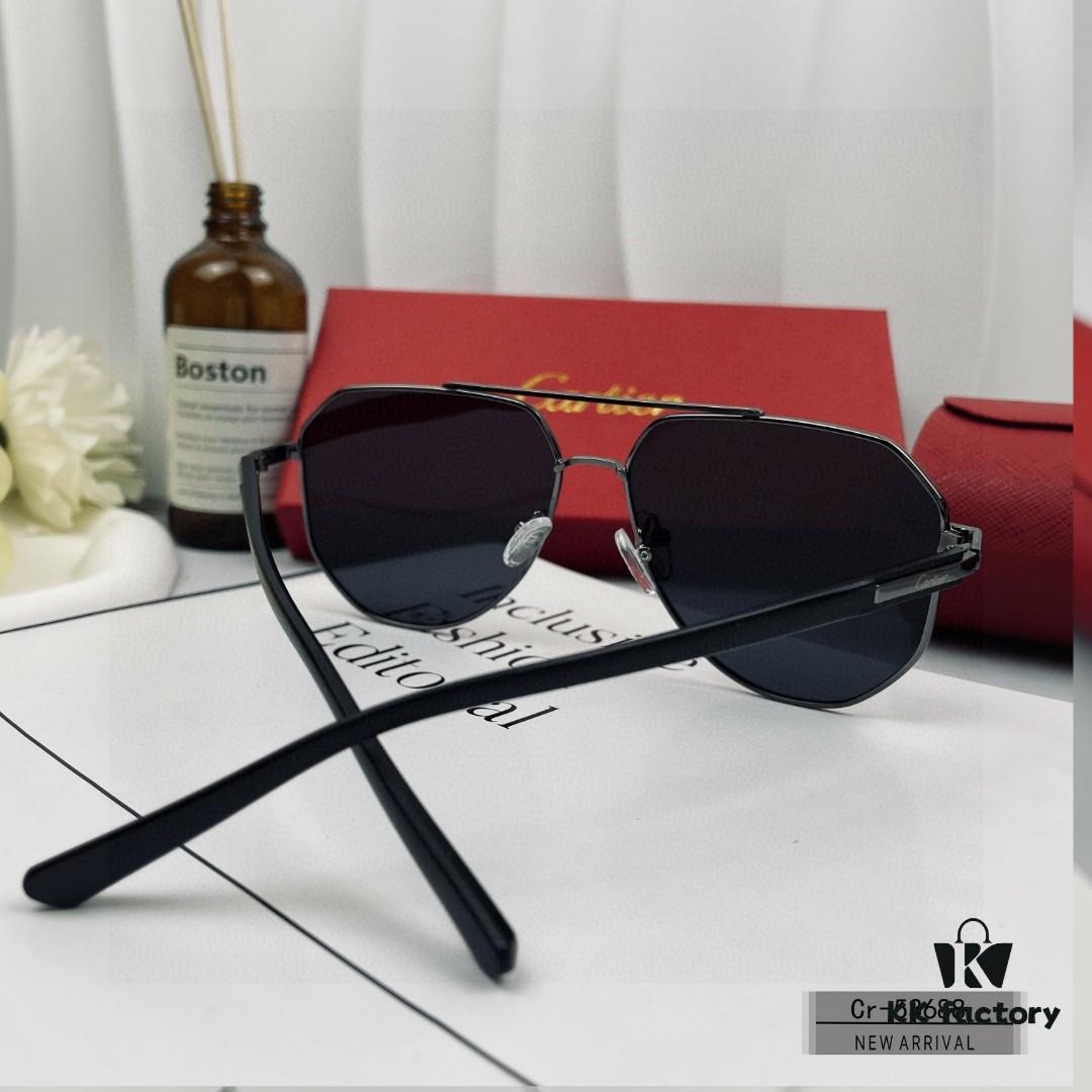 Cartier France Men's Sunglasses with Polarized Lenses, Lightweight Metal Frame, Model 53688