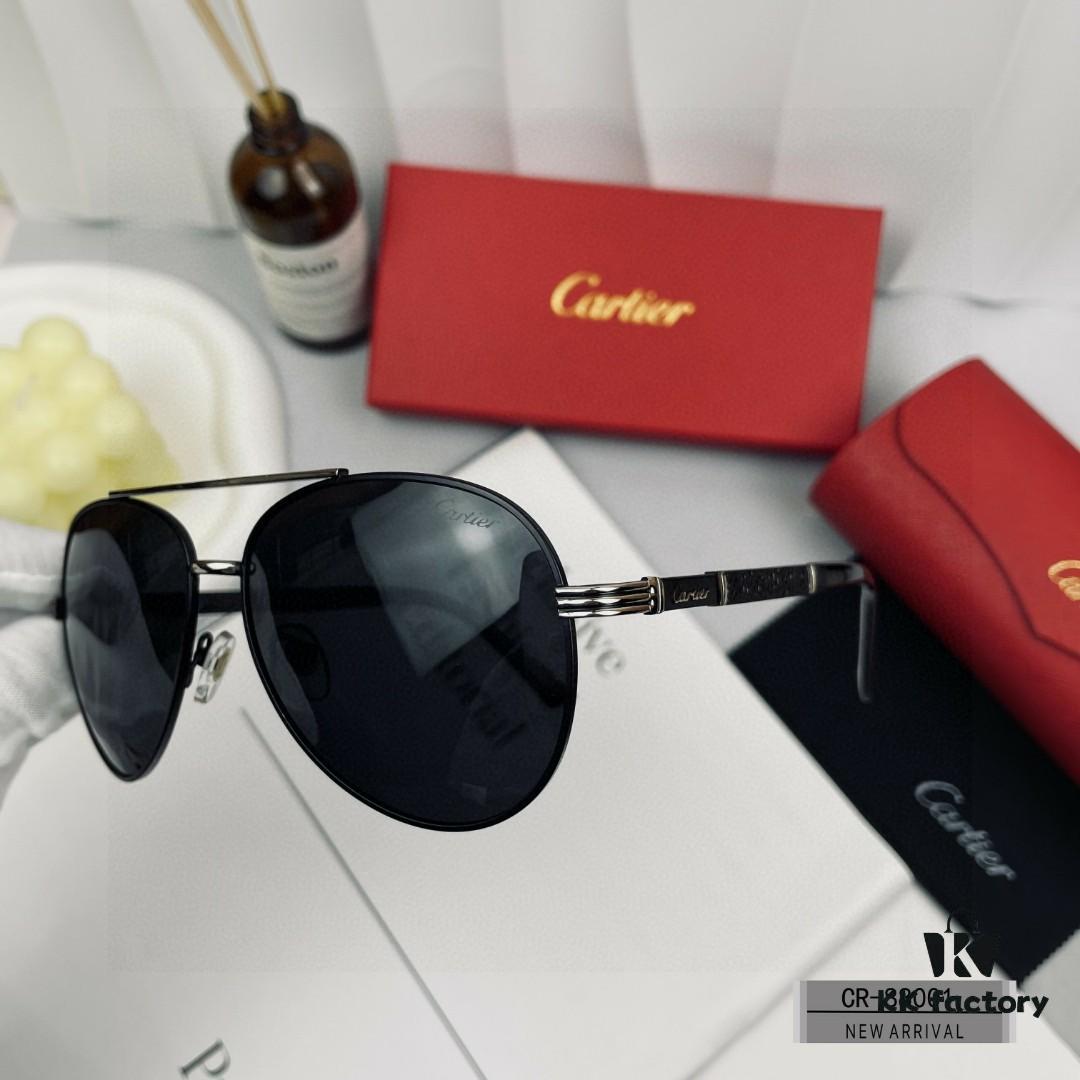 Cartier France - Men's Sunglasses with Polarized Lenses, Lightweight Metal Frame, Fashionable and Luxurious Design, Ideal for Driving and Travel