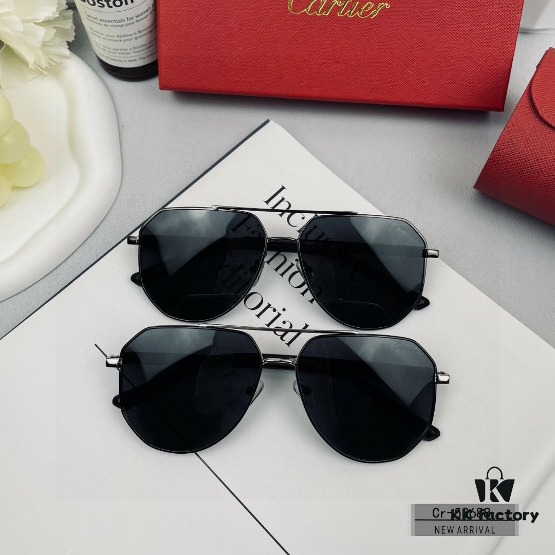 French Cartier - Cartier, Polarized Resin Lenses by Polaroid, Lightweight Metal Frame for Comfortable Wear, Men's New Arrival Sunglasses Model 53688