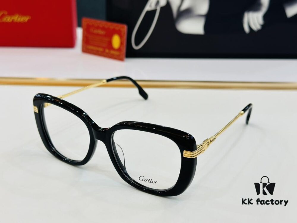 Cartier CT0377 Size 53-19-145 Unisex Stylish and Elegant Non-Prescription Frame, Suitable for All Face Shapes, Can Be Fitted with Prescription Lenses