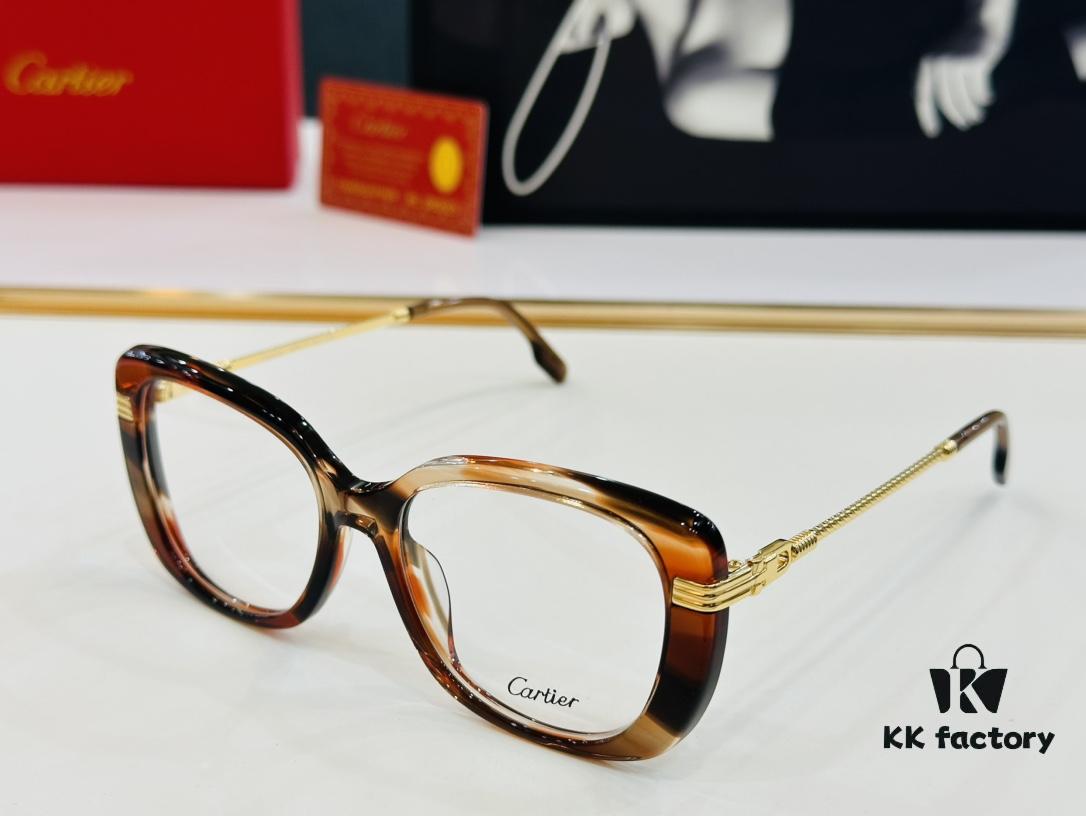 Cartier CT0377 Size 53-19-145 Unisex Stylish and Elegant Non-Prescription Frame, Suitable for All Face Shapes, Can Be Fitted with Prescription Lenses