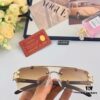 Cartier Retro Panther Rimless Cut-out Sunglasses, Fashionable Square Wooden Frame Unisex Sun Glasses