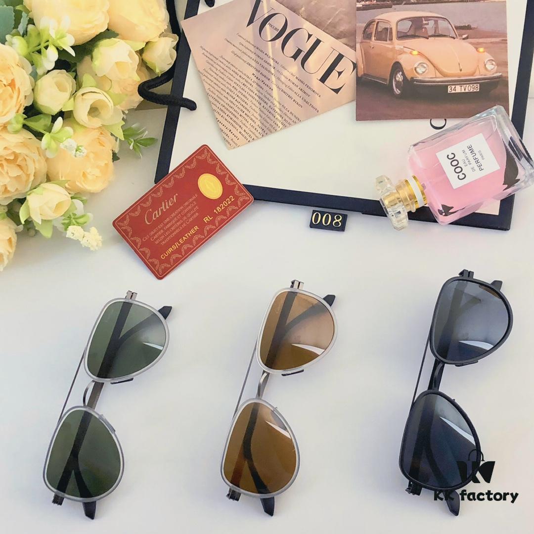 Cartier Pilot-Style Men's Double-Bridge Sunglasses, Stylish and Cool for Driving, UV Protection