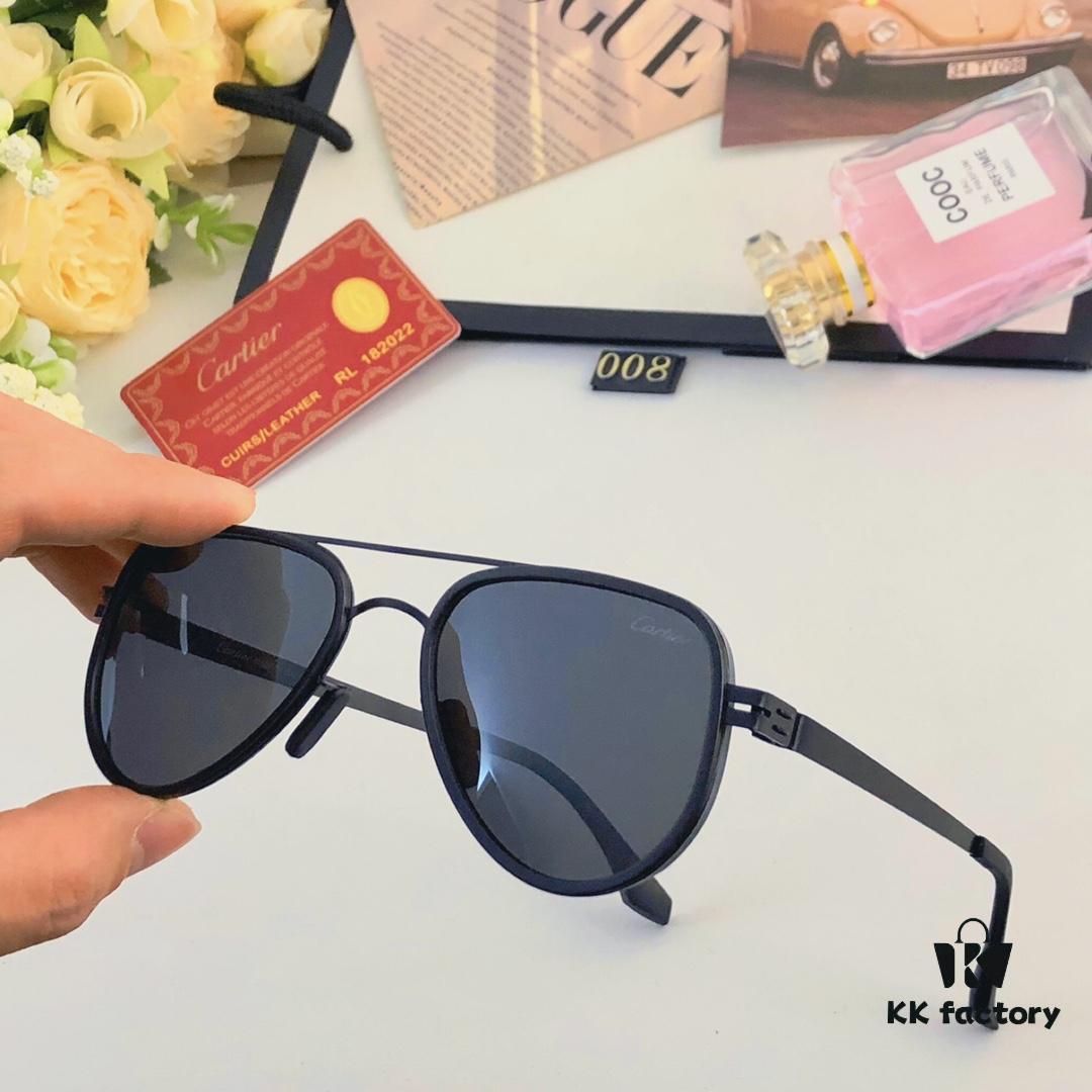 Cartier Pilot-Style Men's Double-Bridge Sunglasses, Stylish and Cool for Driving, UV Protection