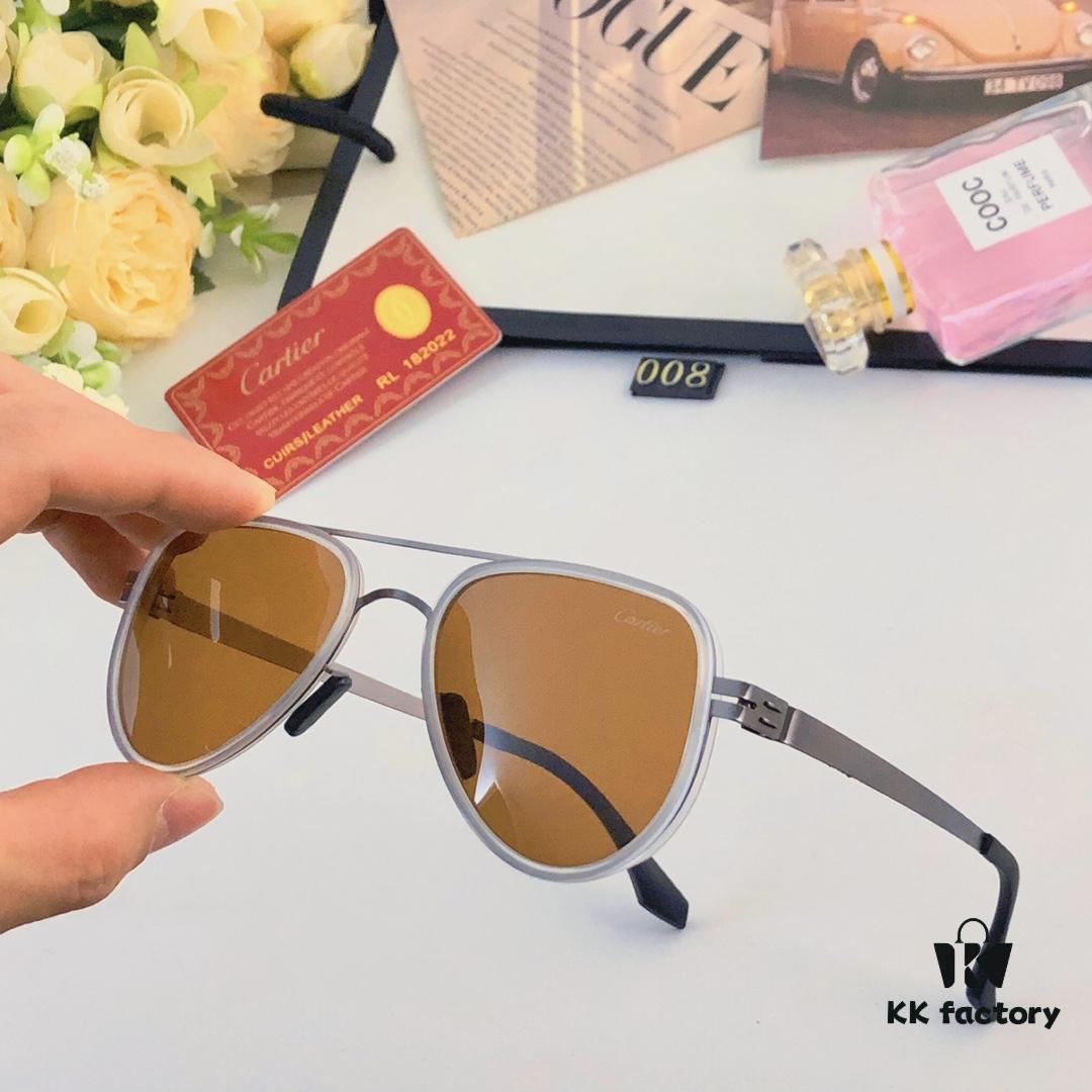 Cartier Pilot-Style Men's Double-Bridge Sunglasses, Stylish and Cool for Driving, UV Protection