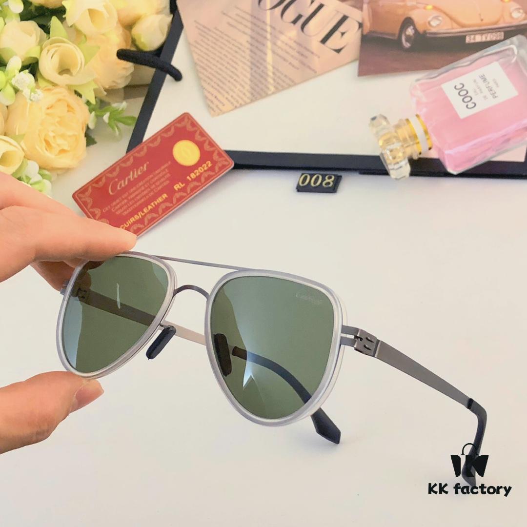 Cartier Pilot-Style Men's Double-Bridge Sunglasses, Stylish and Cool for Driving, UV Protection