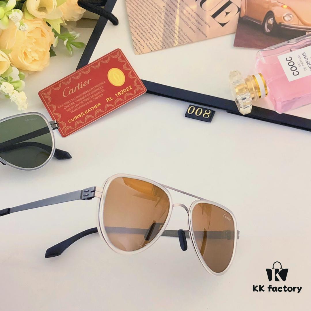 Cartier Pilot-Style Men's Double-Bridge Sunglasses, Stylish and Cool for Driving, UV Protection