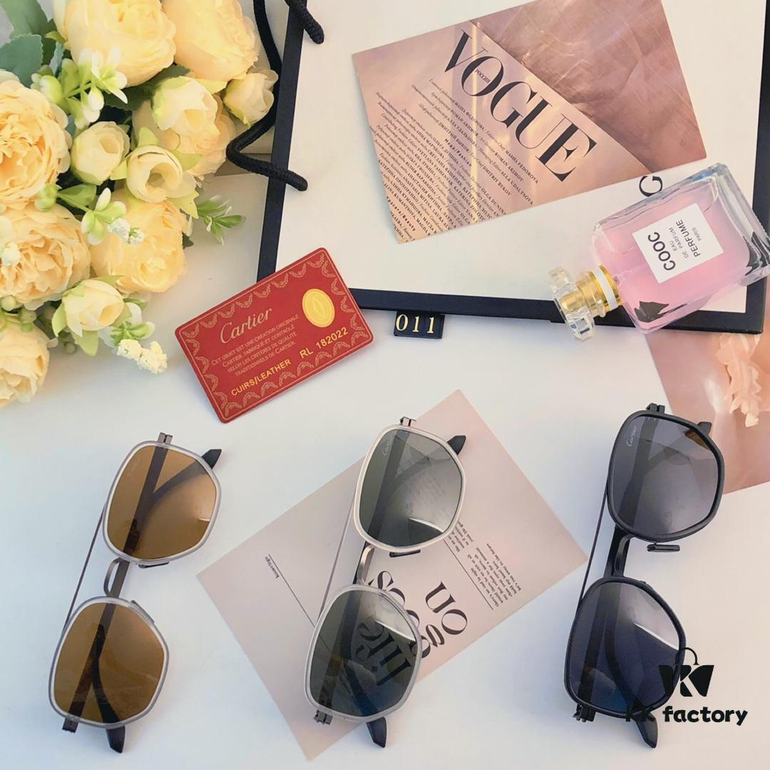 Cartier New Fashion Pilot Sunglasses with Metal Frame, Premium Double-Bridge Design, Suitable for Prescription and Polarized Lenses