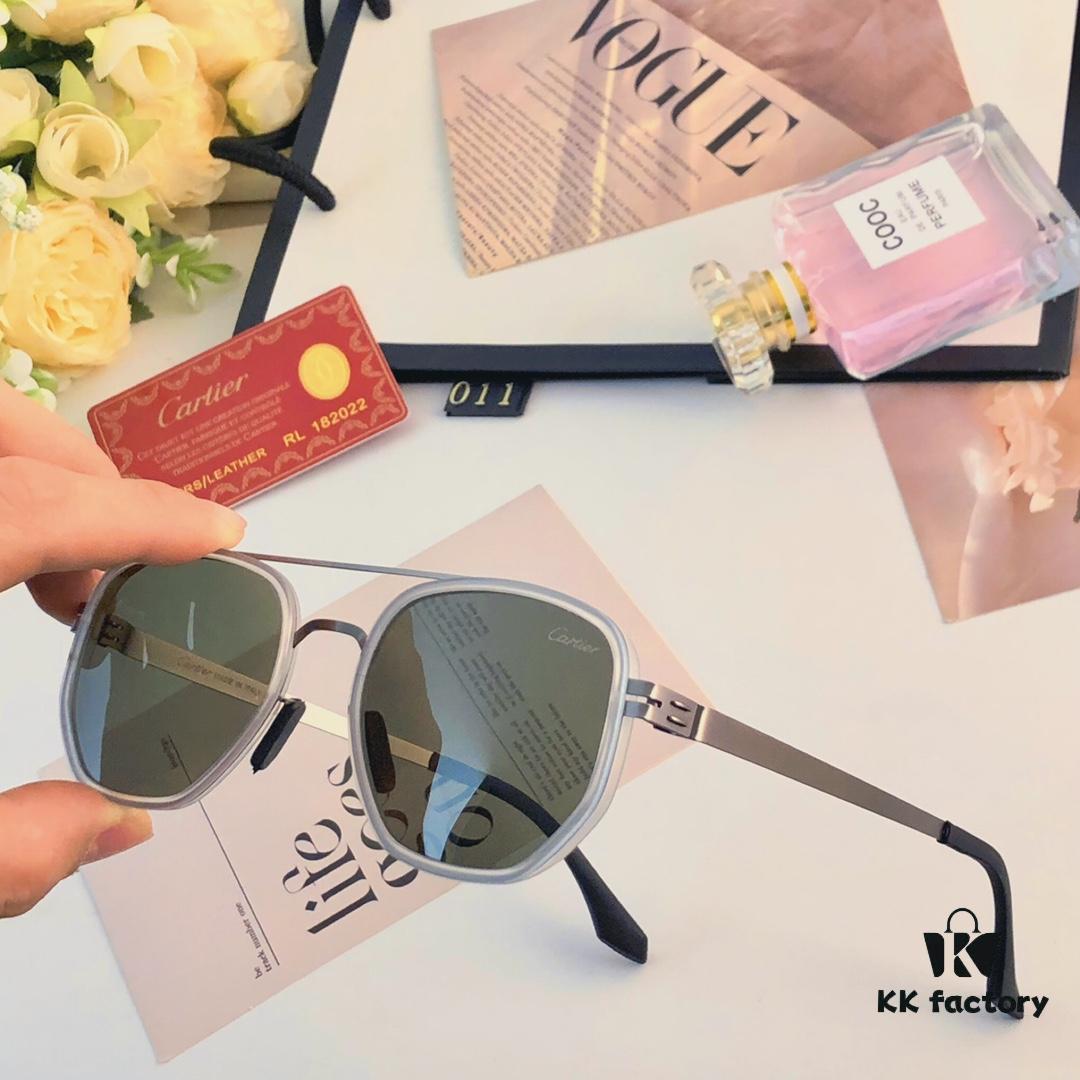 Cartier New Fashion Pilot Sunglasses with Metal Frame, Premium Double-Bridge Design, Suitable for Prescription and Polarized Lenses