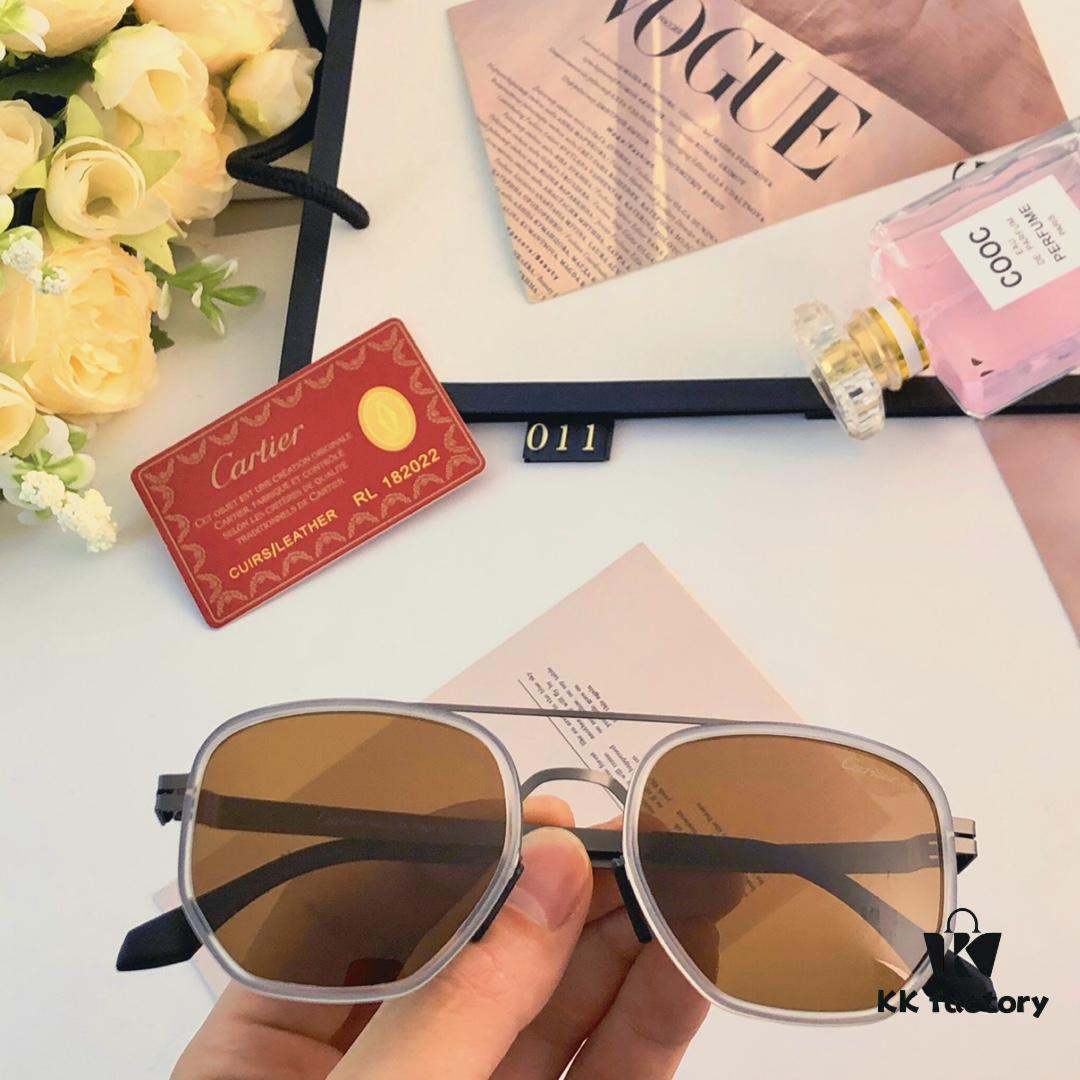 Cartier New Fashion Pilot Sunglasses with Metal Frame, Premium Double-Bridge Design, Suitable for Prescription and Polarized Lenses