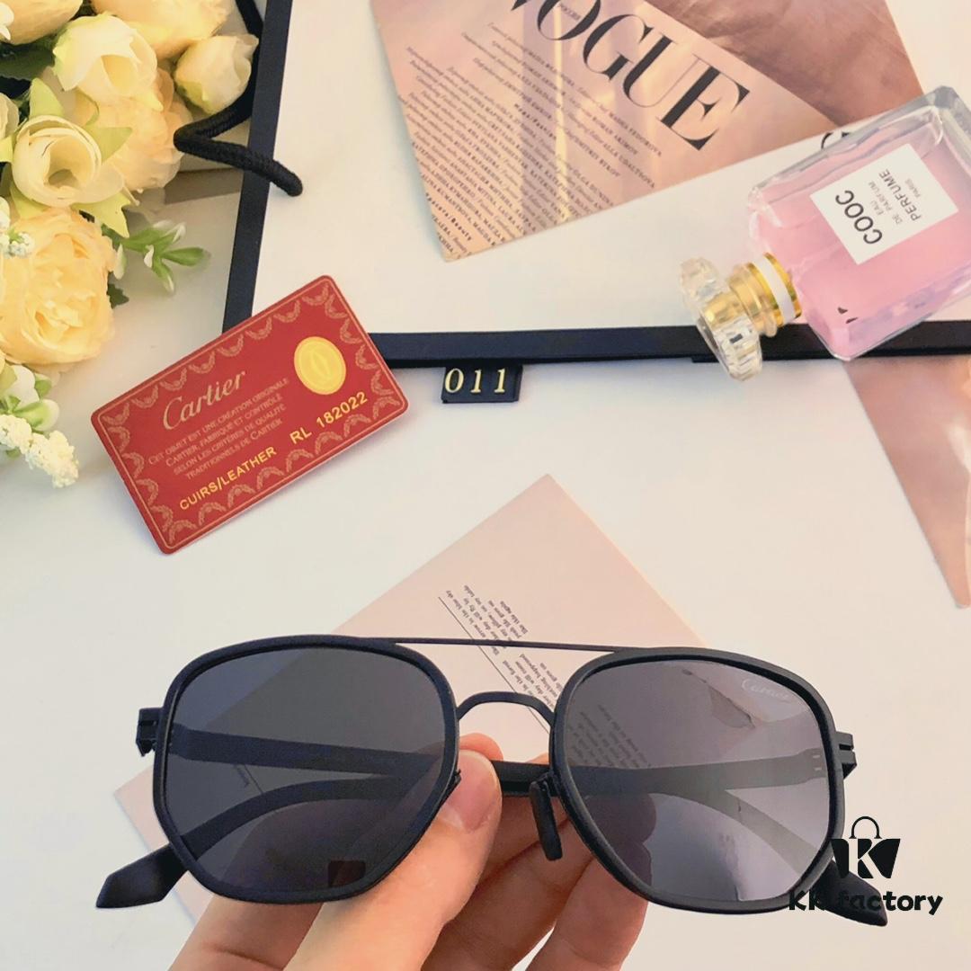Cartier New Fashion Pilot Sunglasses with Metal Frame, Premium Double-Bridge Design, Suitable for Prescription and Polarized Lenses