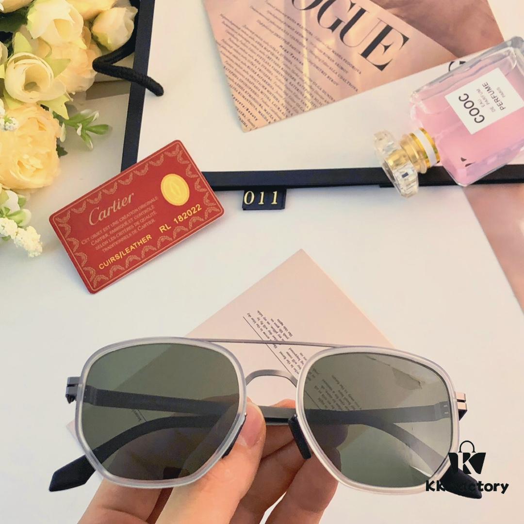 Cartier New Fashion Pilot Sunglasses with Metal Frame, Premium Double-Bridge Design, Suitable for Prescription and Polarized Lenses