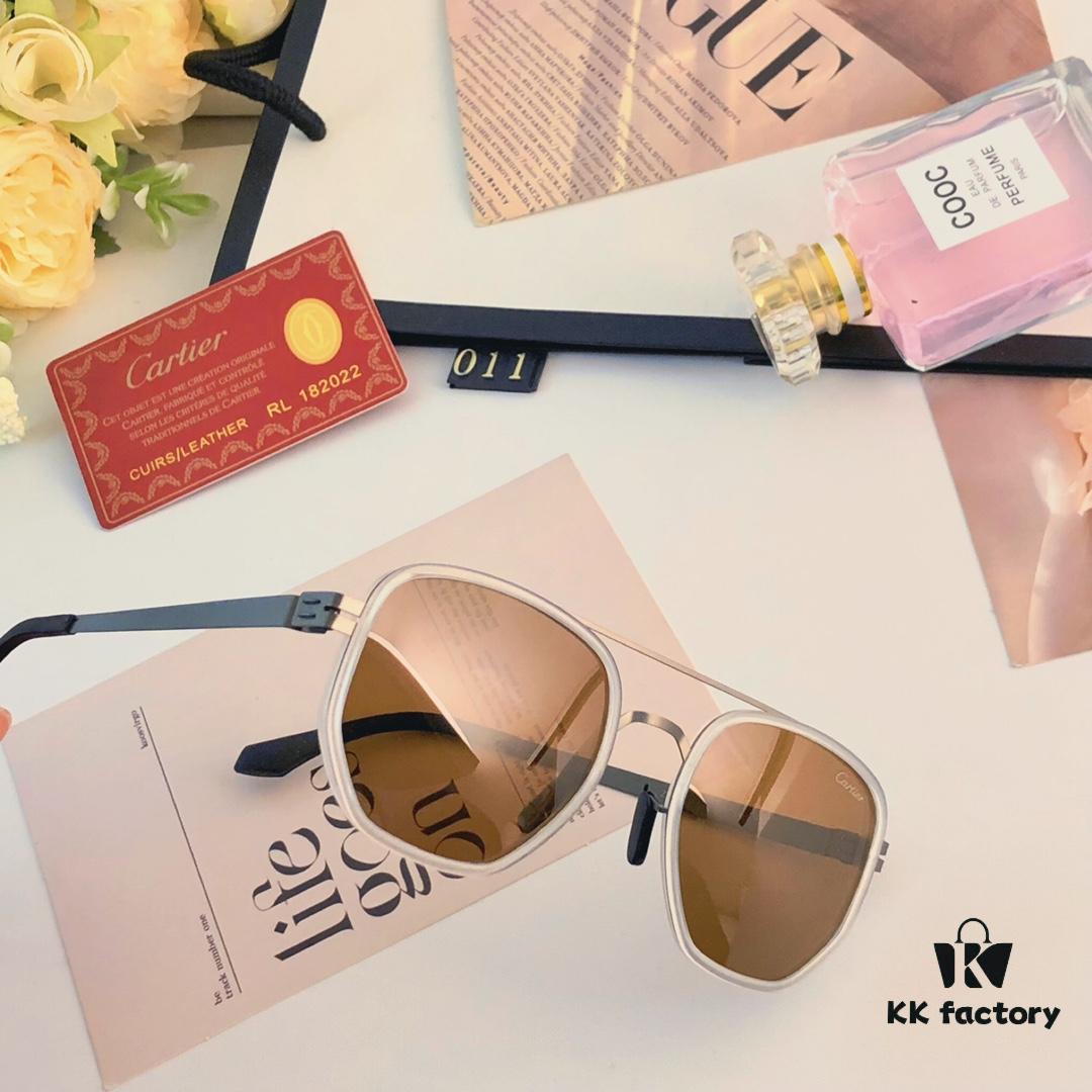Cartier New Fashion Pilot Sunglasses with Metal Frame, Premium Double-Bridge Design, Suitable for Prescription and Polarized Lenses