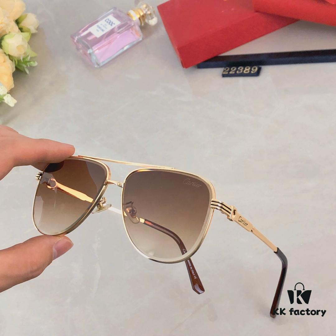 Cartier 2024 New Transparent Blue Sunglasses for Men, Retro Double-Bridge Driving Sunglasses, UV-Protective Eyewear for Travel and Outdoor Use