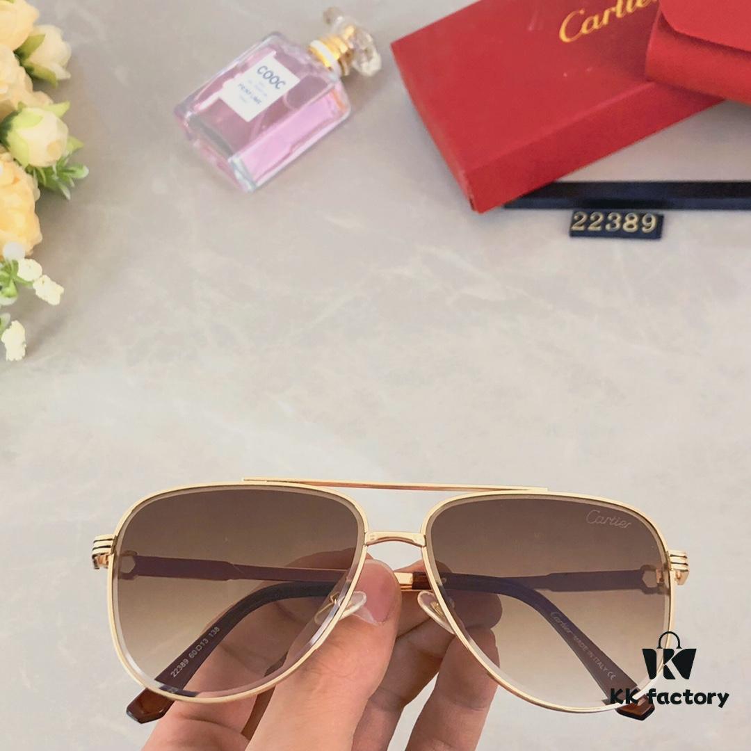 Cartier 2024 New Transparent Blue Sunglasses for Men, Retro Double-Bridge Driving Sunglasses, UV-Protective Eyewear for Travel and Outdoor Use