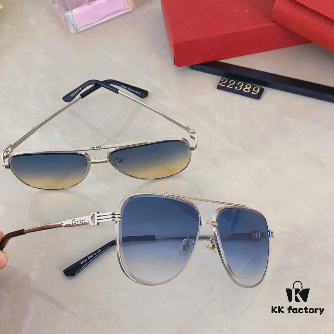 Cartier 2024 New Transparent Blue Sunglasses for Men, Retro Double-Bridge Driving Sunglasses, UV-Protective Eyewear for Travel and Outdoor Use